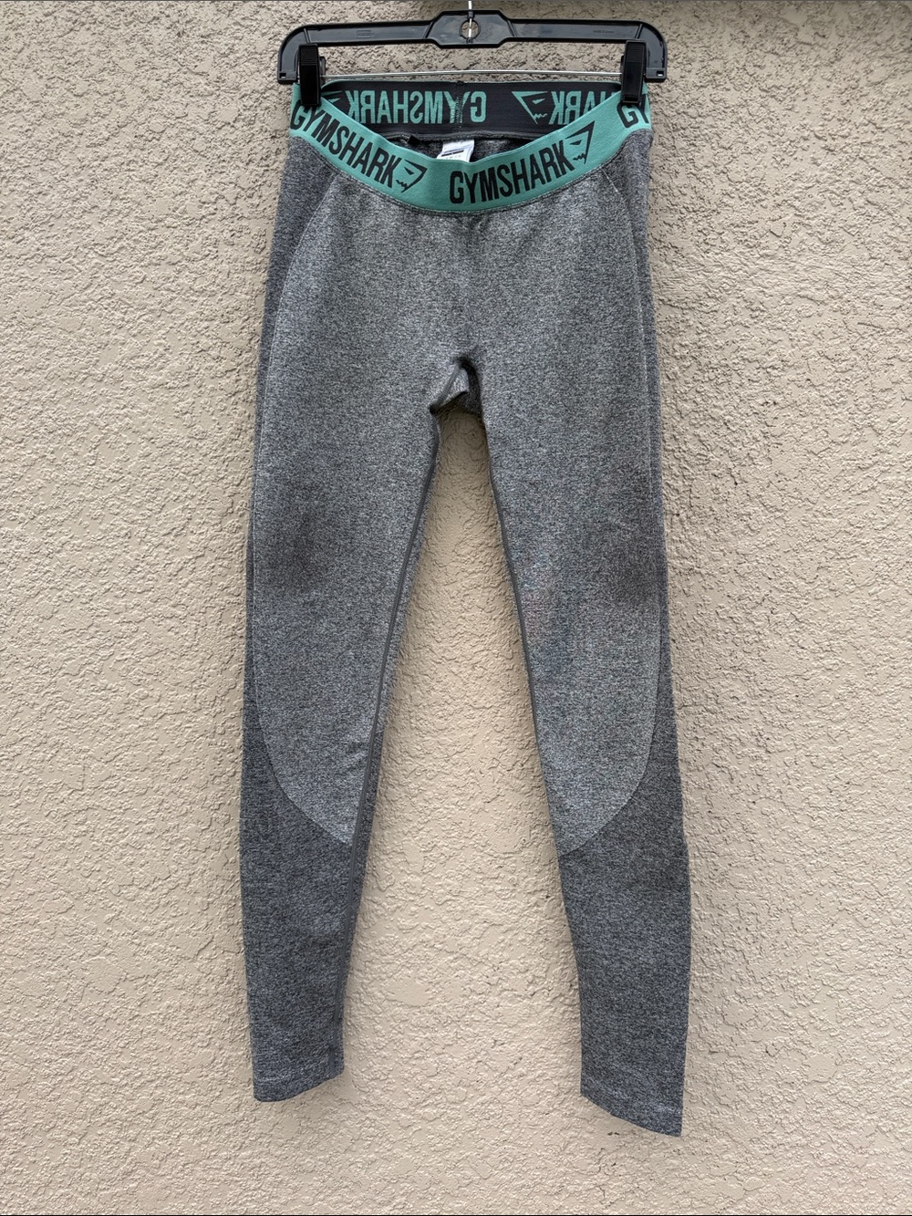 Gymshark Grey Leggings with Mint Branded Waistband